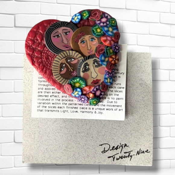 Vintage Heart People Artisan Folk Art Pin Brooch Design 29 Paula Bucher - Picture 1 of 6